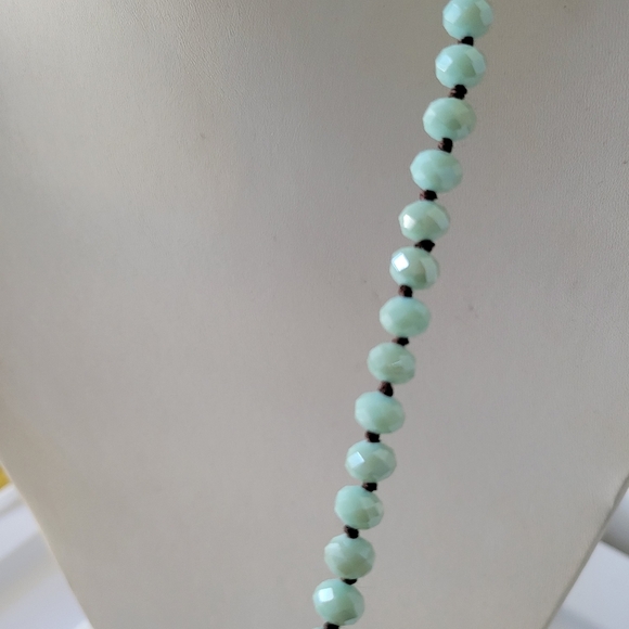 Extended Druzy Stone Beaded Necklace (Sea Green) - Picture 6 of 8